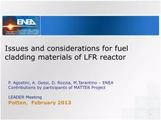Issues and considerations for fuel cladding materials of LFR reactor