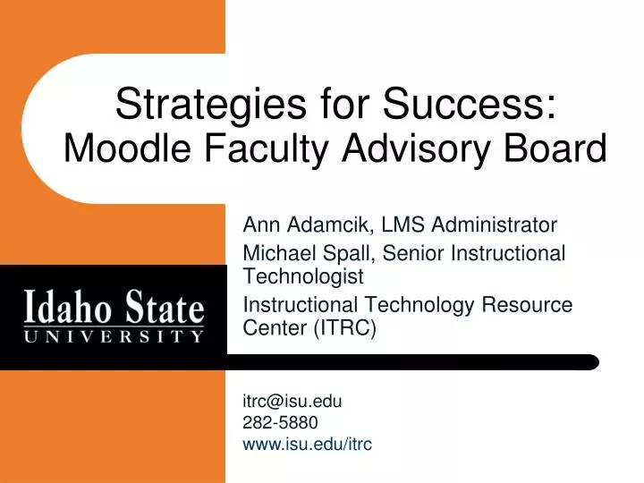 strategies for success moodle faculty advisory board