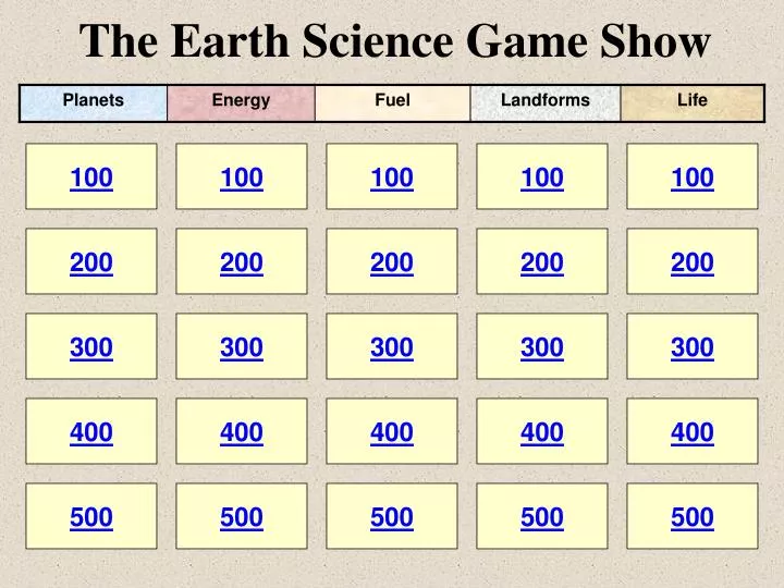 the earth science game show