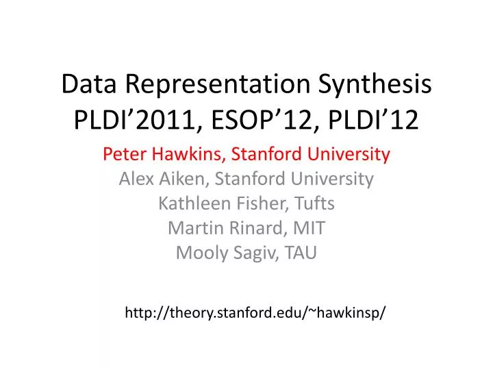 data representation synthesis pldi 2011 esop 12 pldi 12
