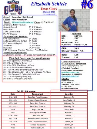 Elizabeth Schiele Texas Glory Class of 2016 www.texasglory.com