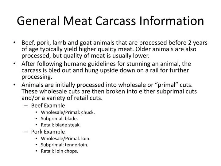 general meat carcass information
