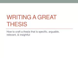 Writing a Great Thesis