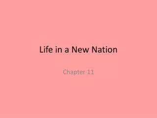 Life in a New Nation