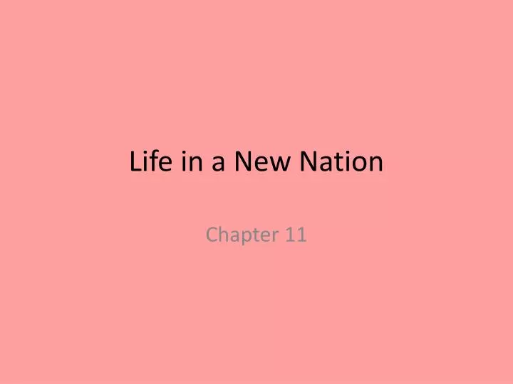 life in a new nation