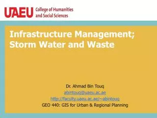 Infrastructure Management; Storm Water and Waste