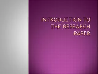 Introduction to the research paper