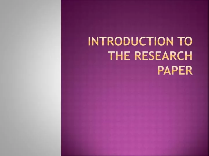 introduction to the research paper