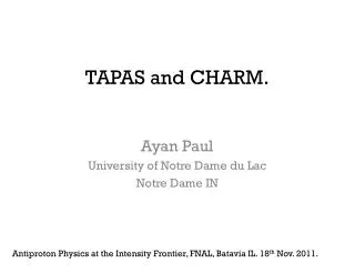TAPAS and CHARM.
