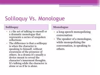 Soliloquy Vs. Monologue