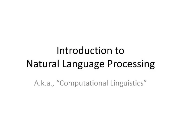 introduction to natural language processing