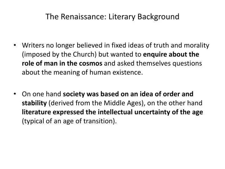 the renaissance literary background