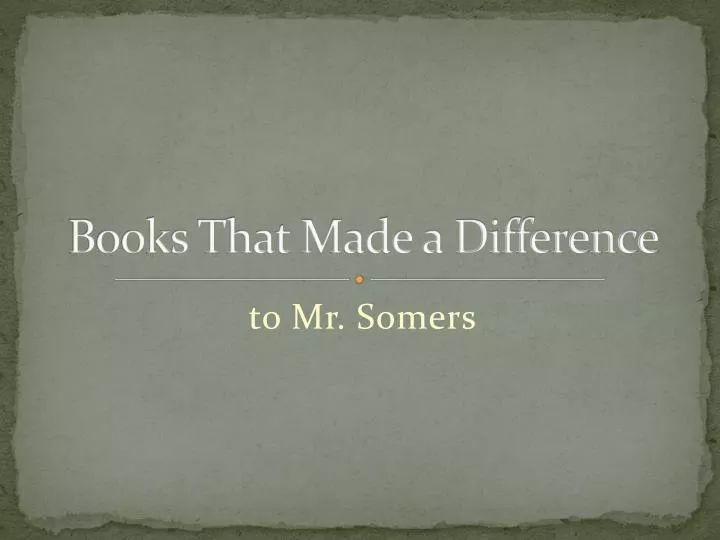 books that made a difference