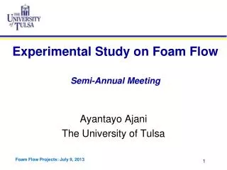 Experimental Study on Foam Flow Semi-Annual Meeting