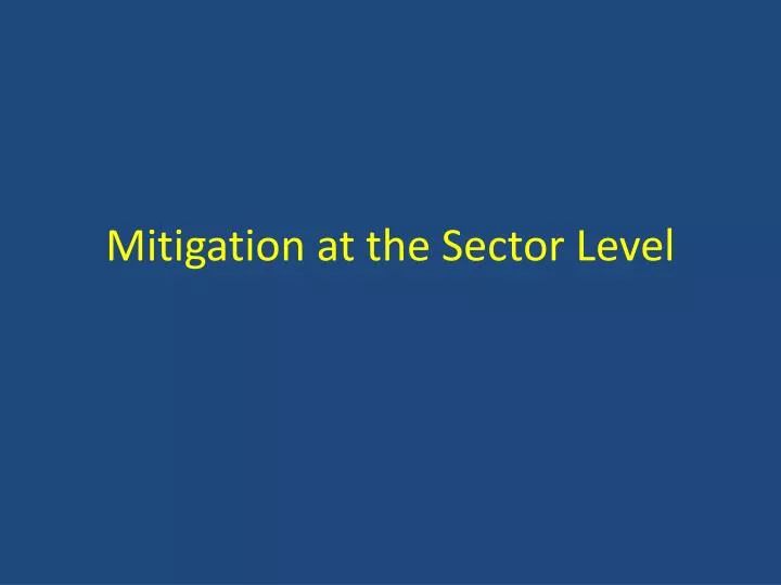 mitigation at the sector level