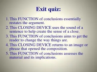 Exit quiz: