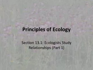 Principles of Ecology