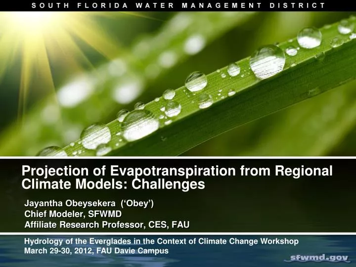 projection of evapotranspiration from regional climate models challenges
