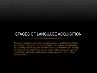 Stages of Language Acquisition