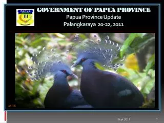 GOVERNMENT OF PAPUA PROVINCE Papua Province Update Palangkaraya 20-22, 2011