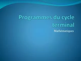 programmes du cycle terminal