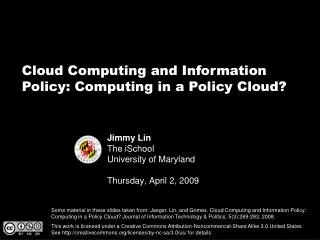 Jimmy Lin The iSchool University of Maryland Thursday, April 2, 2009