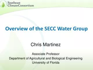 Overview of the SECC Water Group