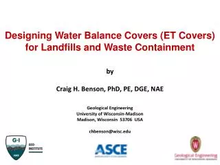 Designing Water Balance Covers (ET Covers) for Landfills and Waste Containment by