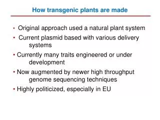 How transgenic plants are made