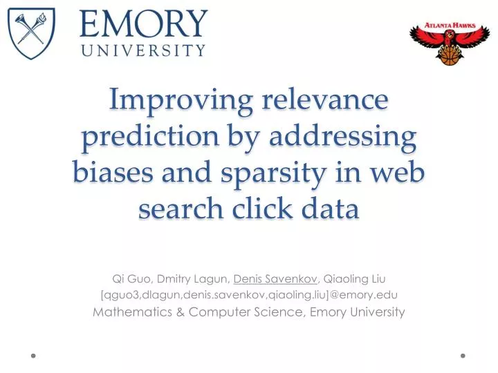 improving relevance prediction by addressing biases and sparsity in web search click data