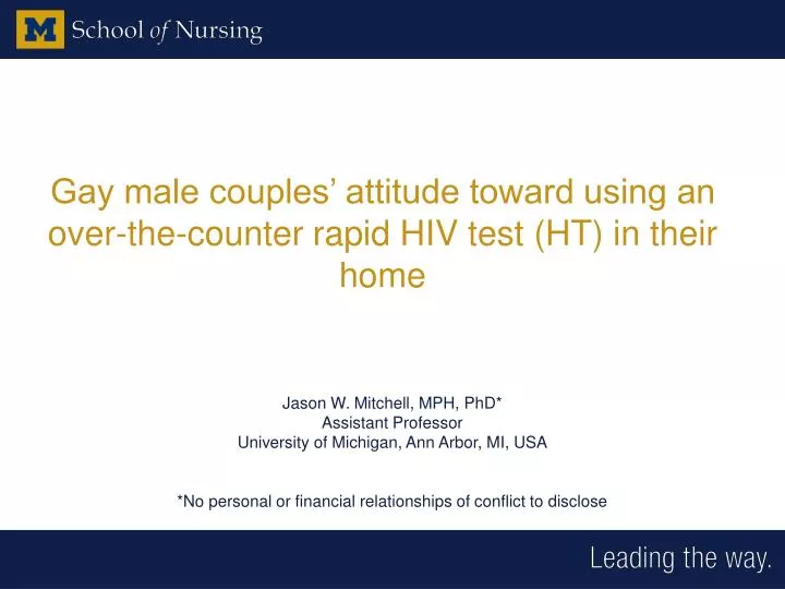 gay male couples attitude toward using an over the counter rapid hiv test ht in their home