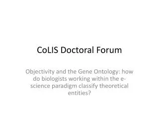 CoLIS Doctoral Forum