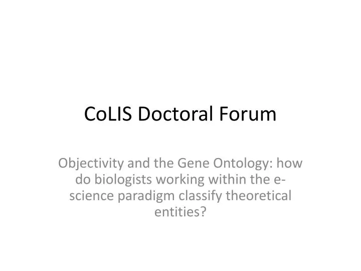 colis doctoral forum