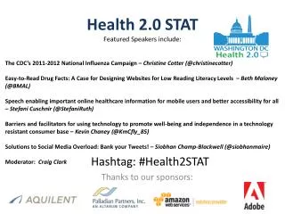 Health 2.0 STAT Featured Speakers include: