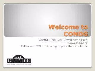 Welcome to CONDG