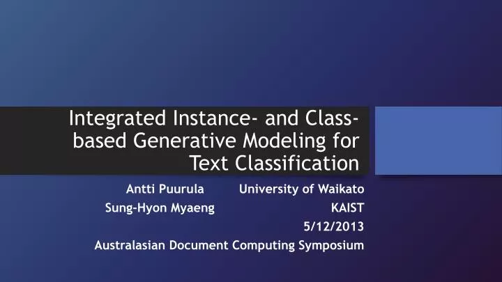 integrated instance and class based generative modeling for text classification