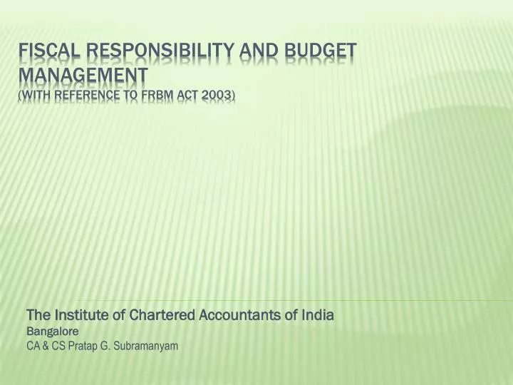 the institute of chartered accountants of india bangalore ca cs pratap g subramanyam