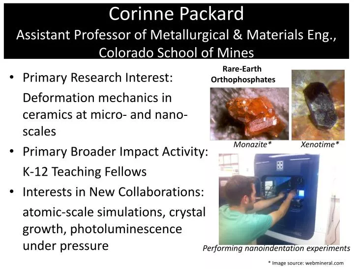 corinne packard assistant professor of metallurgical materials eng colorado school of mines