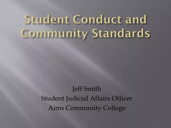 student conduct and community standards
