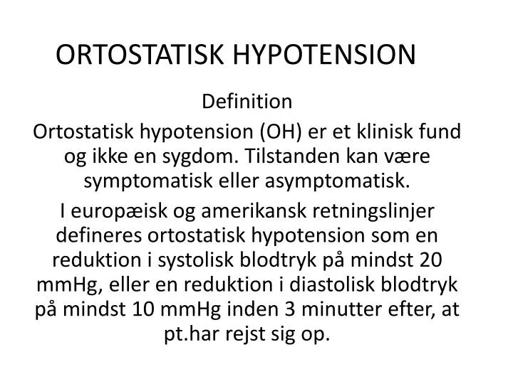 ortostatisk hypotension