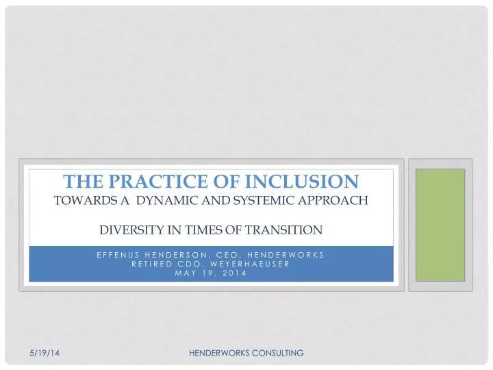 the practice of inclusion towards a dynamic and systemic approach diversity in times of transition