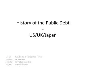 History of the Public Debt - US/UK/ Japan