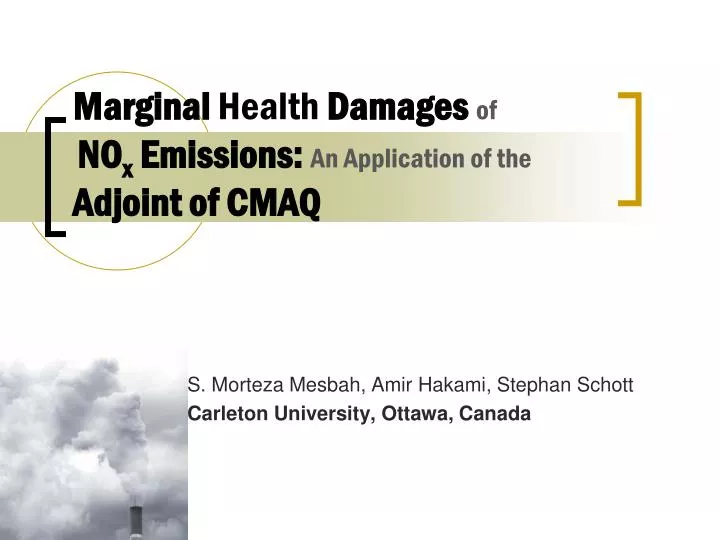 marginal health damages of no x emissions an application of the adjoint of cmaq