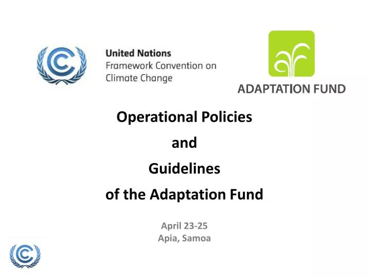 operational policies and guidelines of the adaptation fund april 23 25 apia samoa