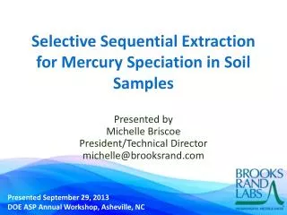 Selective Sequential Extraction for Mercury Speciation in Soil Samples