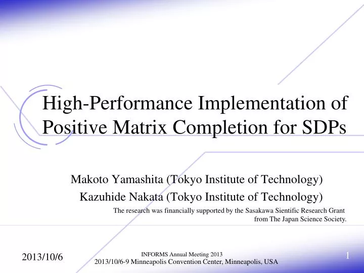 high performance implementation of positive matrix completion for sdps