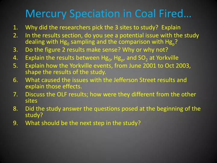 mercury speciation in coal fired
