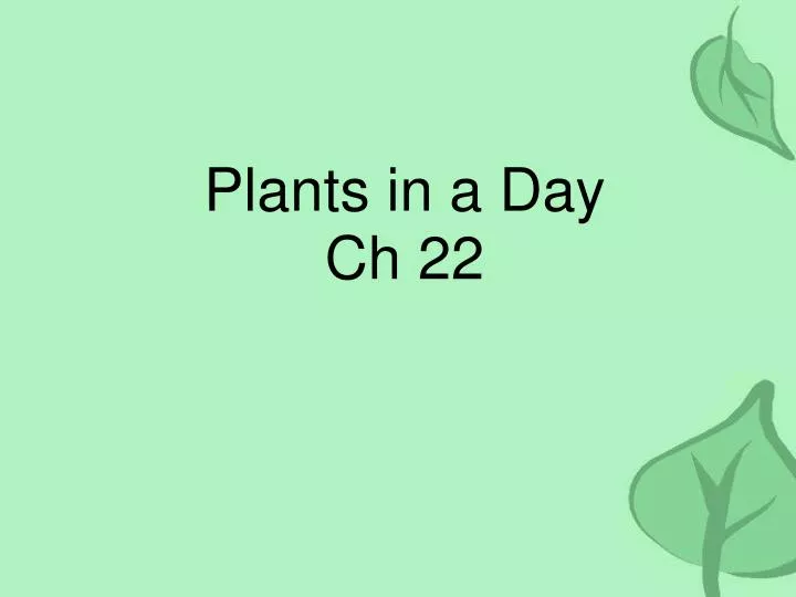 plants in a day ch 22