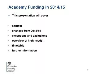 Academy Funding in 2014/15