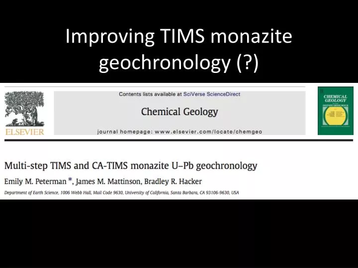 improving tims monazite geochronology